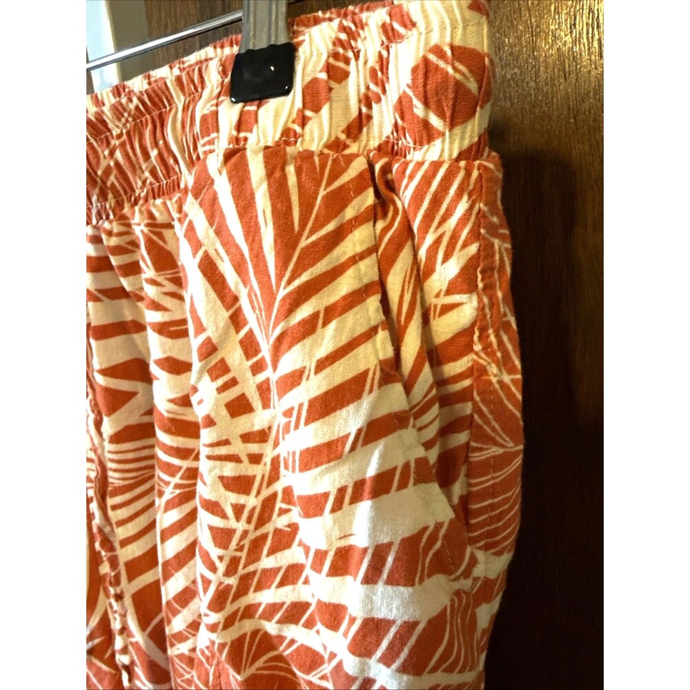 Tropical Leaf Pant Shirt Set Soft Linen Blend Sz Lg Beach Resort Panama Jack - Picture 8 of 10
